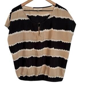 LOFT Ann Taylor Striped Cap Sleeve Blouse SZ MD